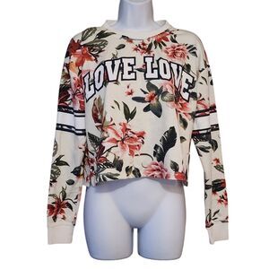 Inspired Hearts Oversized Cut Out Love Graphic Sweatshirt Size S/M